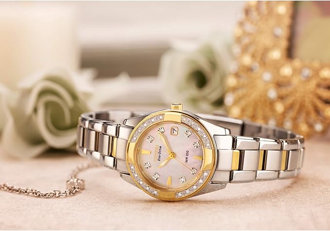 Citizen Women's Eco-Drive Dress Classic Diamond Watch in Two-tone Stainless Steel, Mother of Pearl Dial
