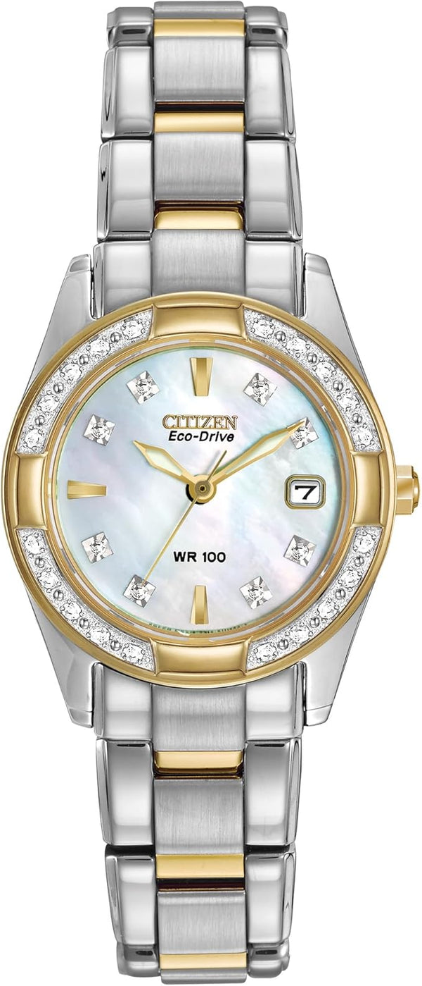 Citizen Women's Eco-Drive Dress Classic Diamond Watch in Two-tone Stainless Steel, Mother of Pearl Dial