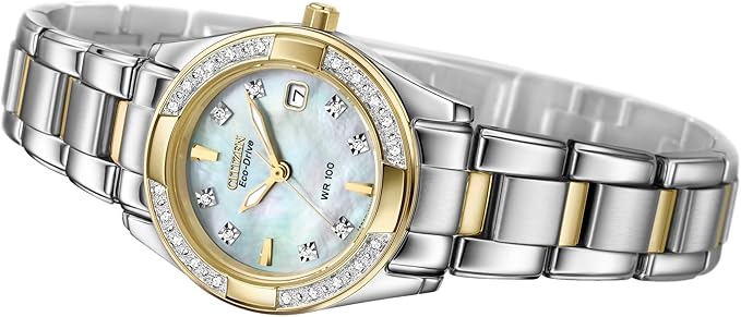 Citizen Women's Eco-Drive Dress Classic Diamond Watch in Two-tone Stainless Steel, Mother of Pearl Dial