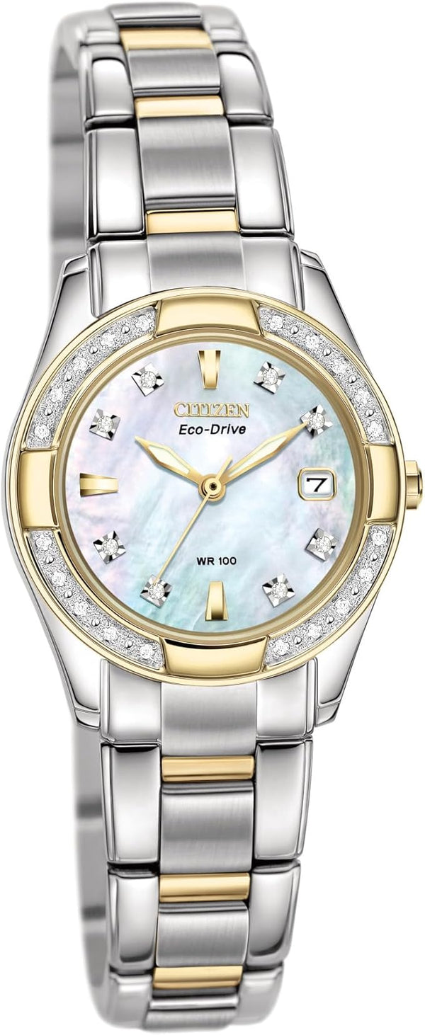 Citizen Women's Eco-Drive Dress Classic Diamond Watch in Two-tone Stainless Steel, Mother of Pearl Dial