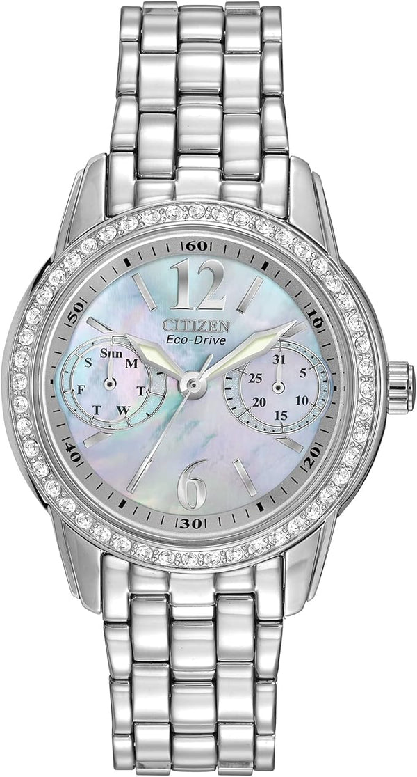 Citizen Women's Eco-Drive Dress Classic Crystal Watch in Stainless Steel, Mother of Pearl Dial, 32mm