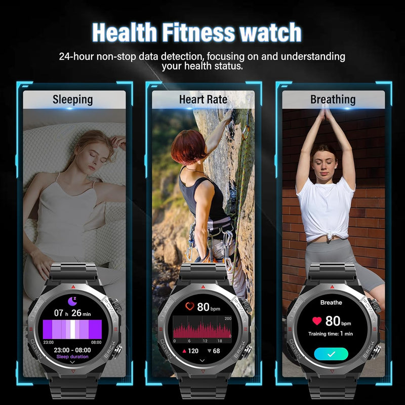 Military Smart Watches for Men (Answer/Make Calls), 1.39" HD Fitness Watches